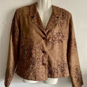 Anage Tan Embroidered Women's Blazer
